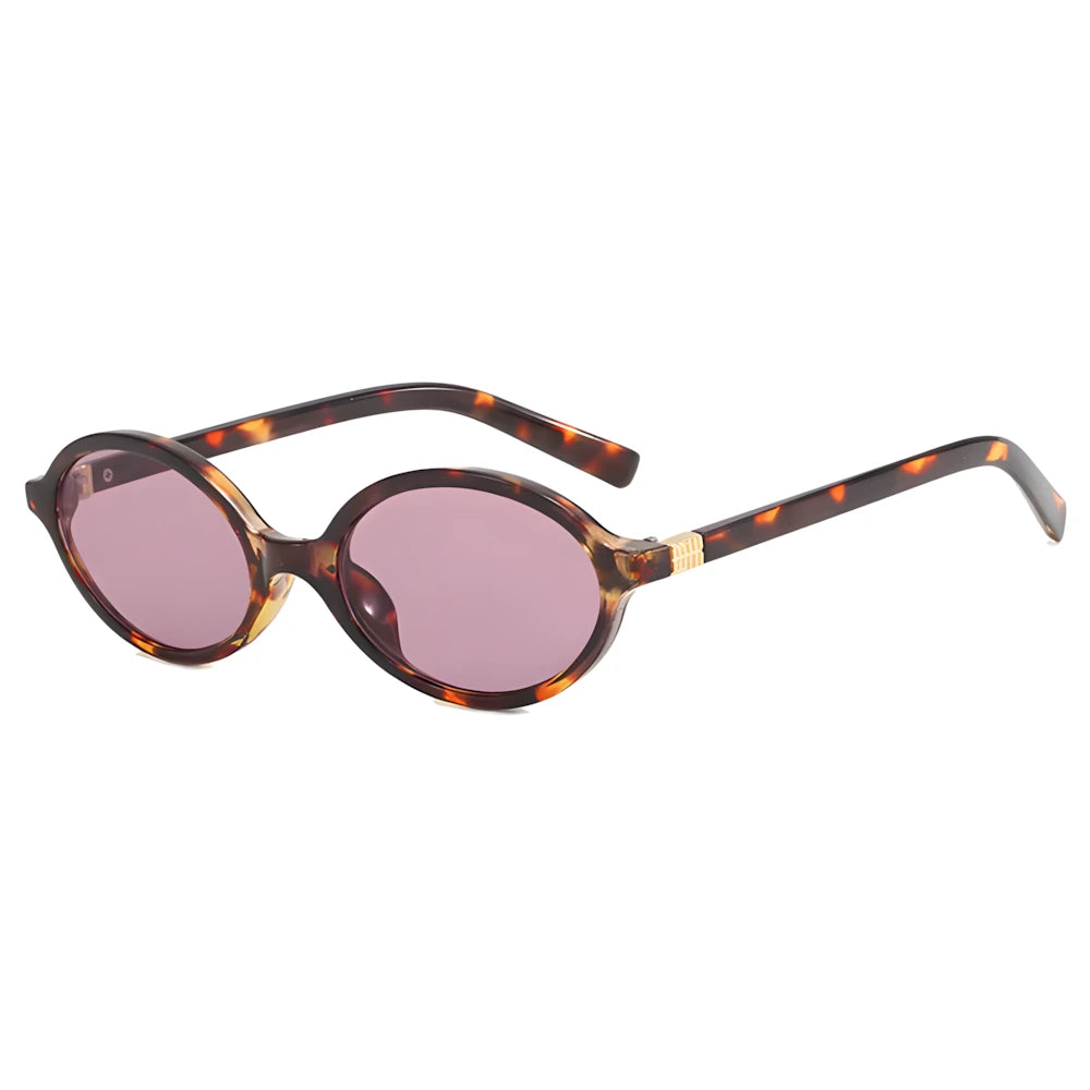 Oval acetate sunglasses with tortoise frame and rose lenses, side angle — HARO Anacapri Terrazza