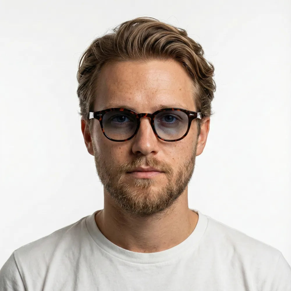 Small round acetate sunglasses worn outdoors — HARO Antibes 1923 lifestyle