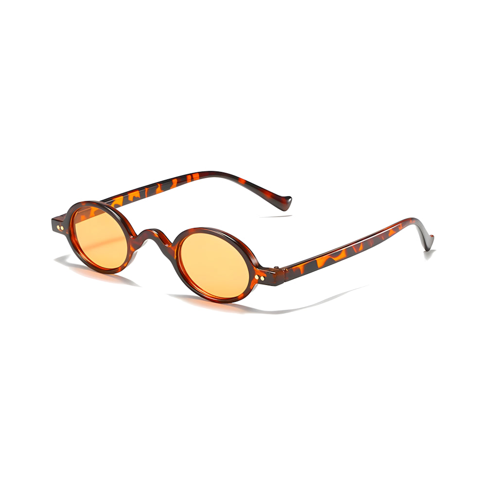 Rectangular sunglasses with tortoise frame and yellow lenses, side angle — HARO Beaulieu Kérylos