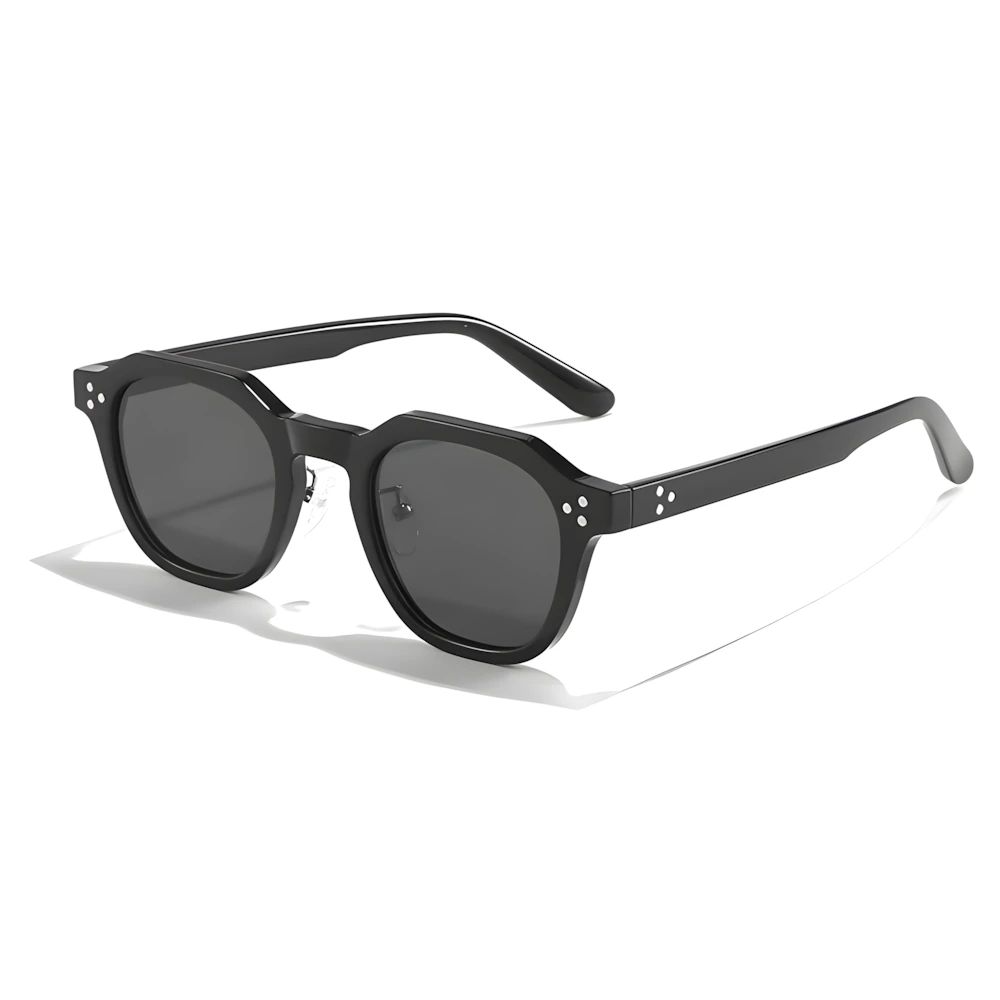 Black round acetate sunglasses, side angle — HARO Cannes 1946