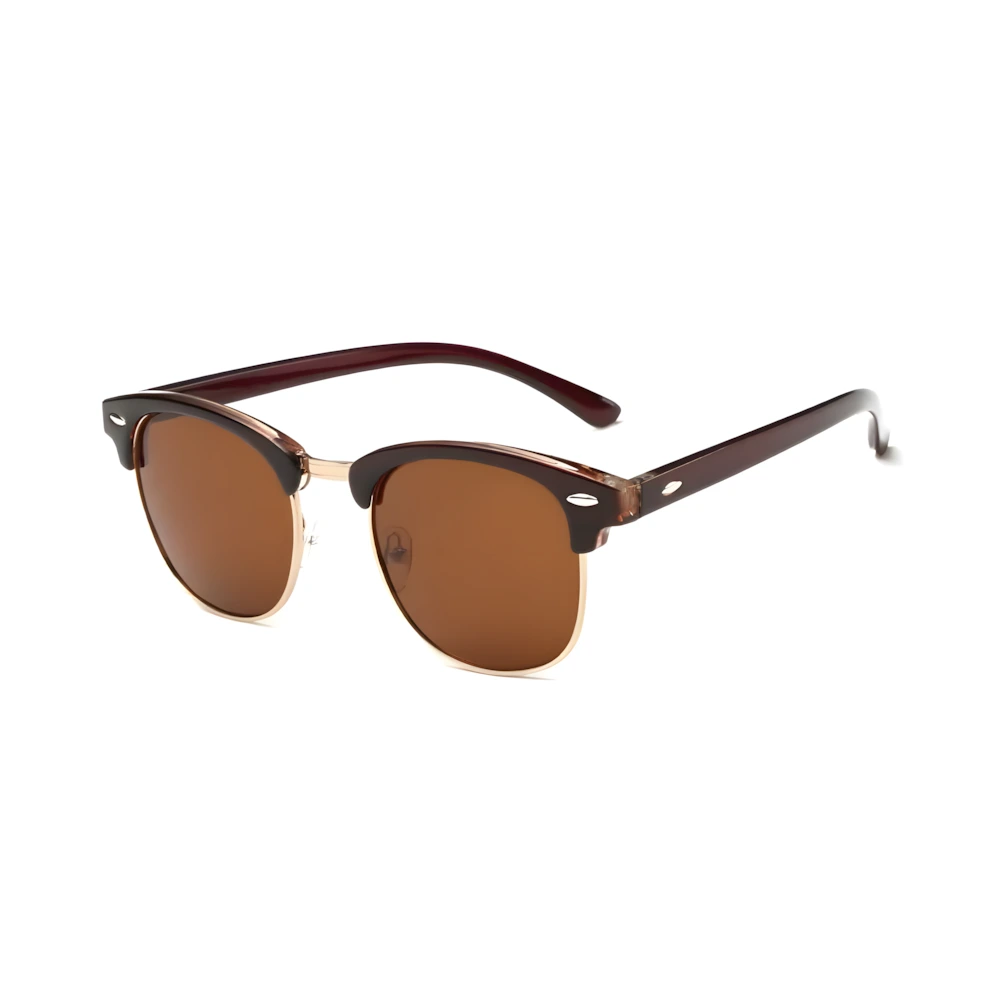 Browline sunglasses with brown frame and gradient lenses, side angle — HARO Capri Malaparte