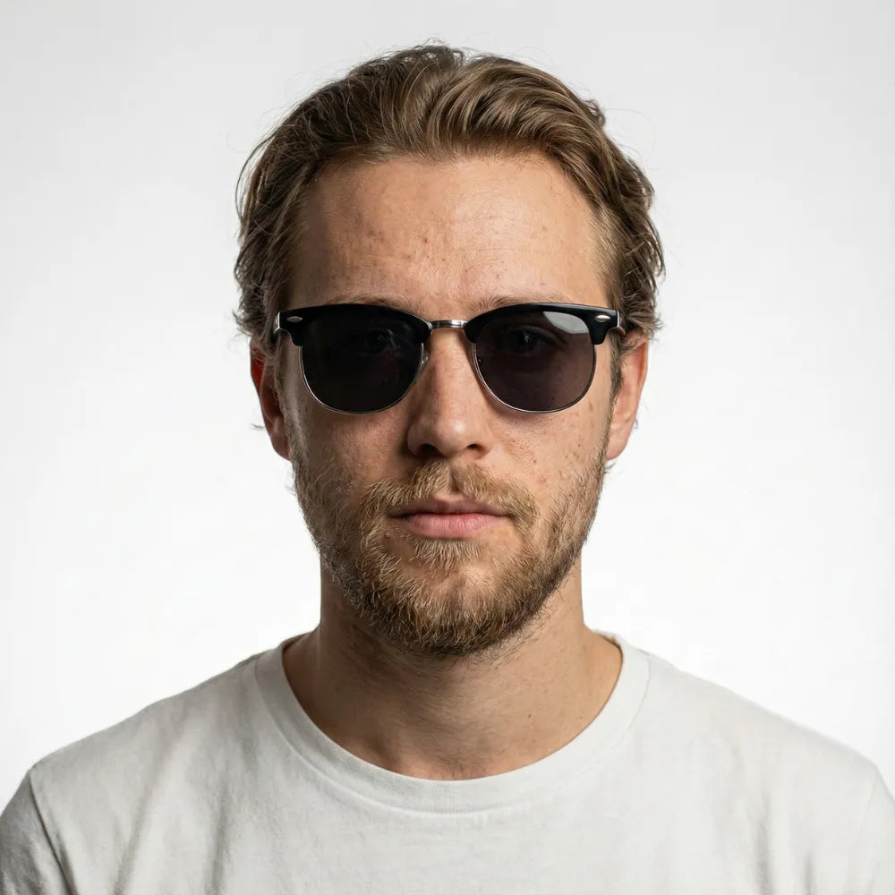 Browline sunglasses worn outdoors — HARO Capri Malaparte lifestyle