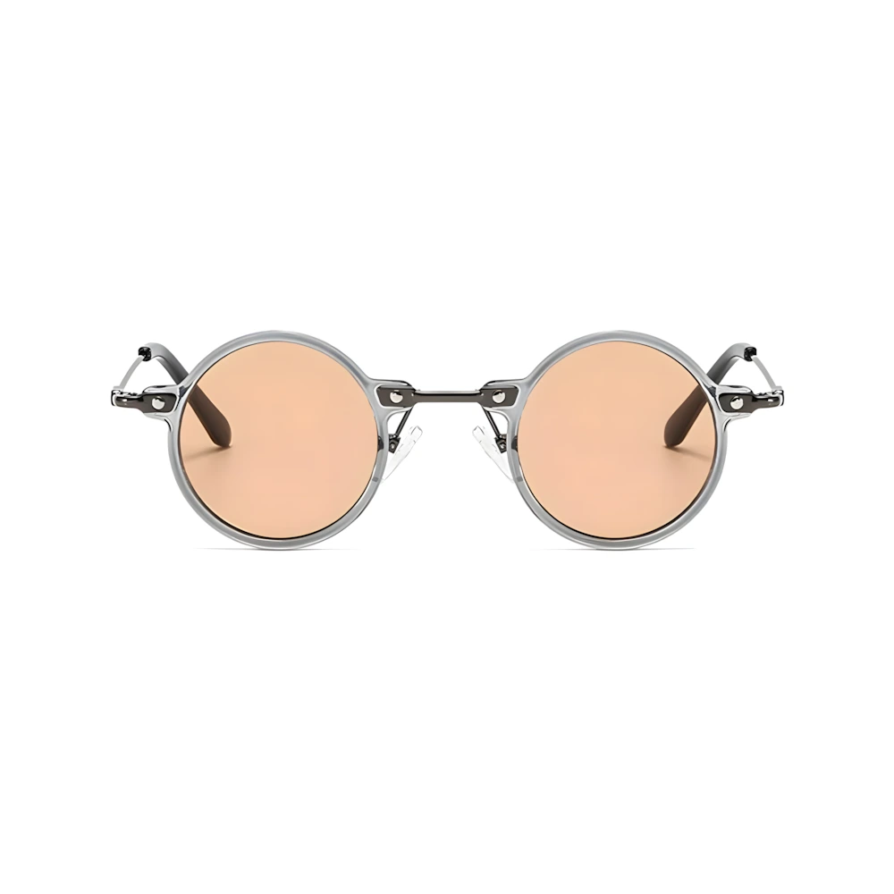 Petite round acetate sunglasses with crystal frame and orange polarized lenses, front view — HARO Sanremo 1947