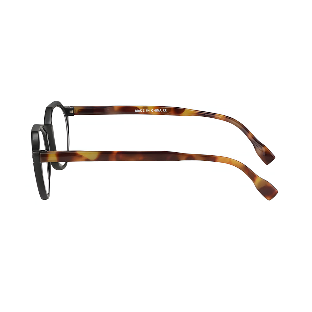 Round acetate blue-light glasses with tortoise frame — HARO Sils Maria