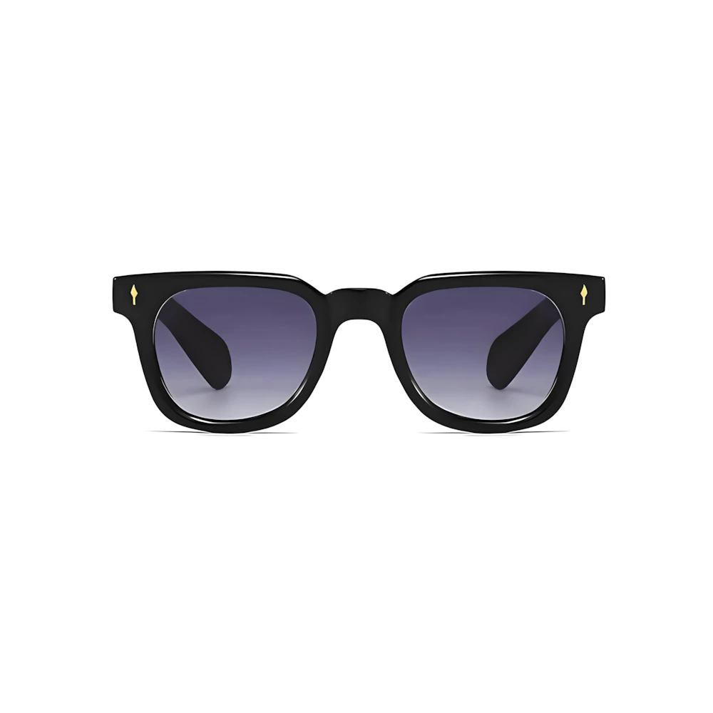 Wayfarer acetate sunglasses with black frame and purple gradient lenses, front view — HARO Taormina 1955