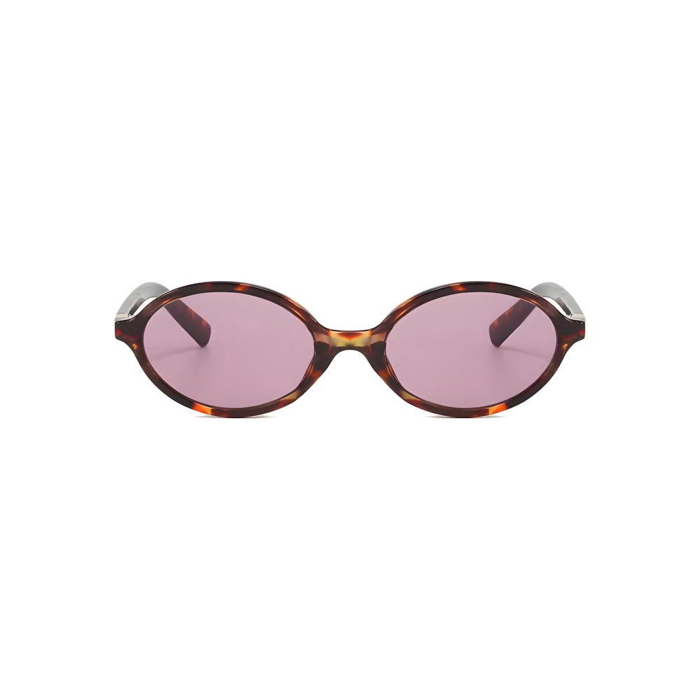 Small oval acetate sunglasses with tortoise frame and rose-tinted polarized lenses, front view — HARO Anacapri Terrazza