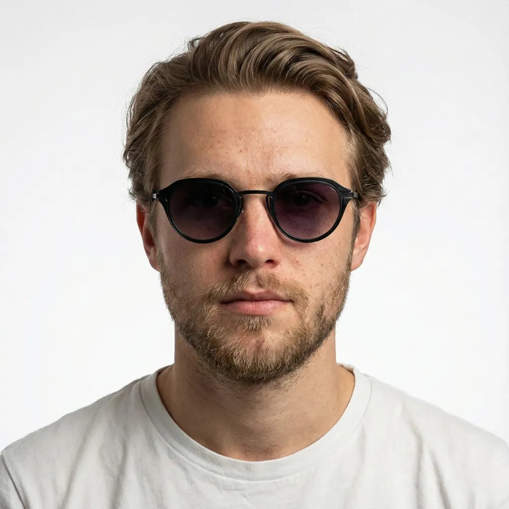 Compact acetate sunglasses, close-up detail — HARO Cassis Calanques