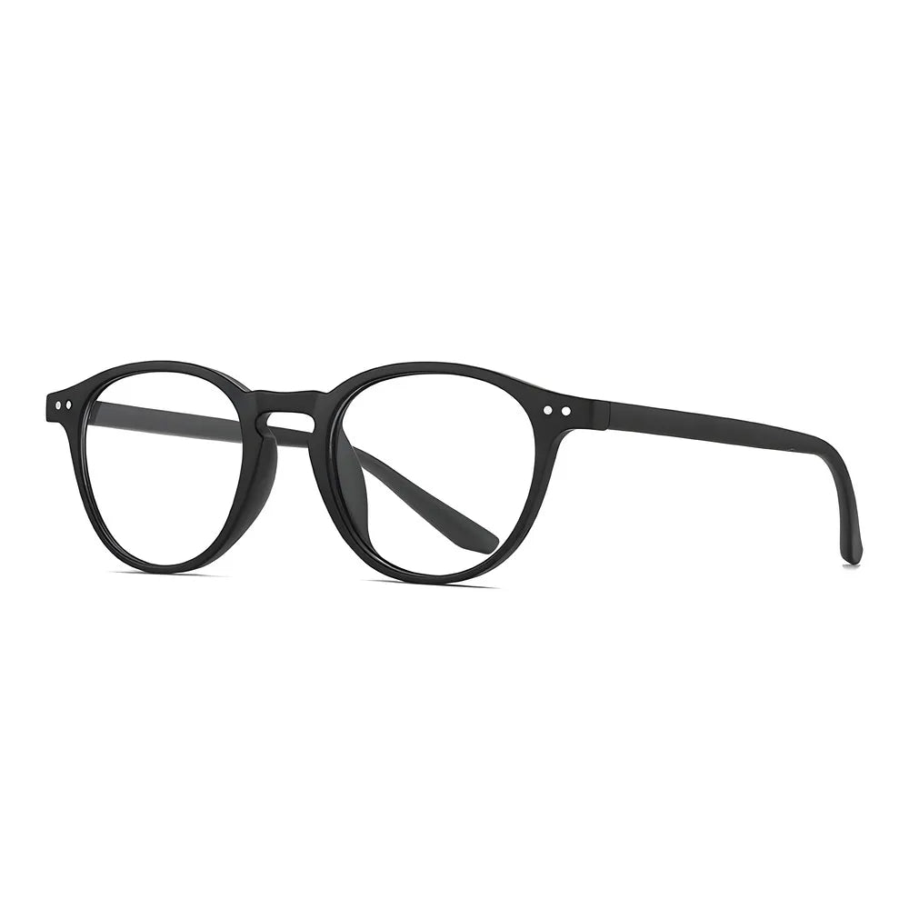 Rectangular blue-light glasses with matte black frame, side angle — HARO Chamonix Mont Blanc