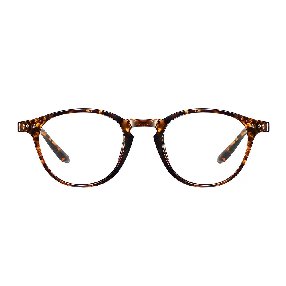 Rectangular blue-light glasses with tortoise acetate frame, front view — HARO Chamonix Mont Blanc