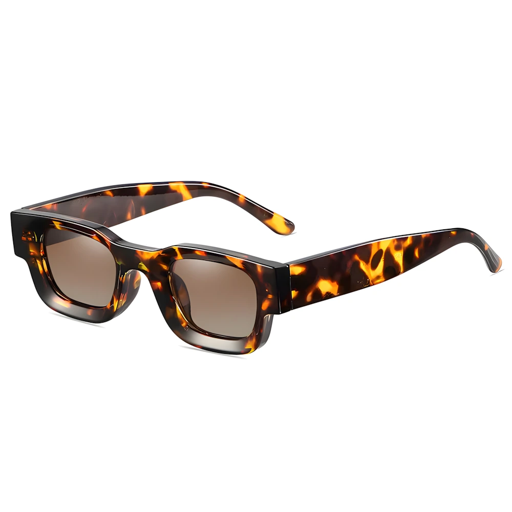 Rectangular acetate sunglasses with tortoise frame and brown lenses, side angle — HARO Côte d'Azur Menton