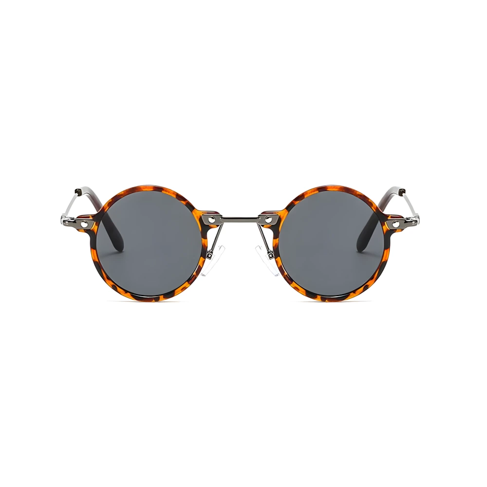 Petite round acetate sunglasses with tortoise frame and black polarized lenses, front view — HARO Sanremo 1947