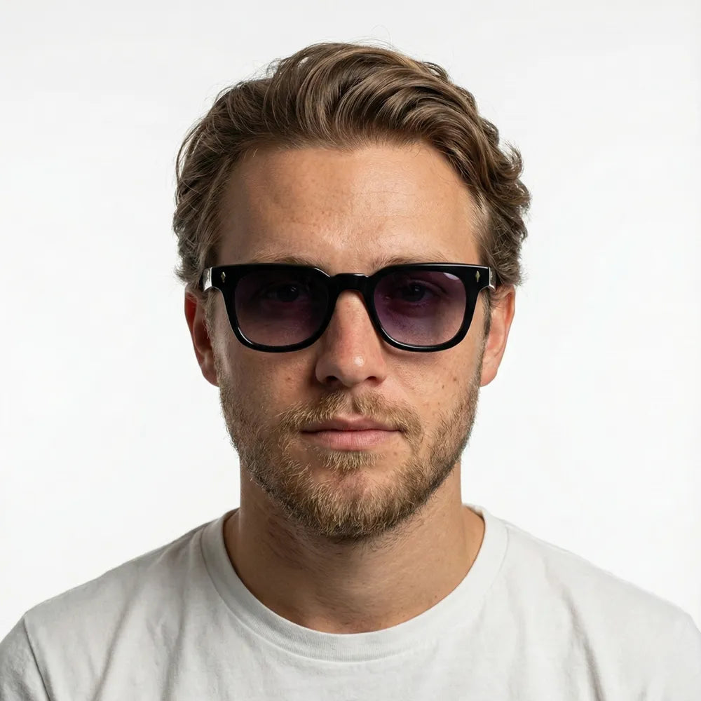 Wayfarer acetate sunglasses worn outdoors — HARO Taormina 1955 lifestyle